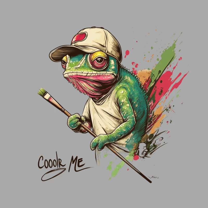 Artistic Frog: Surreal Anthropomorphic Painter in Baseball Cap Female Pullover Hoodie