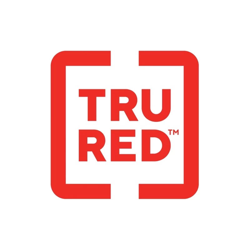 TruRed Minimalist Square Logo Design in Red and White Mouse Pad