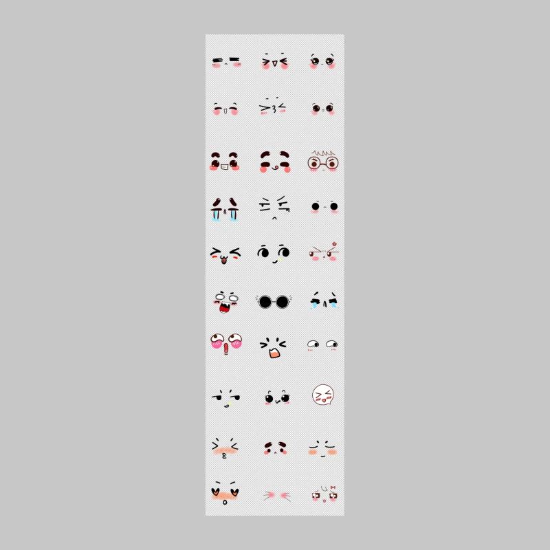 Niedliche Kawaii Gesichtsausdrücke Herren Langarm T-Shirt
