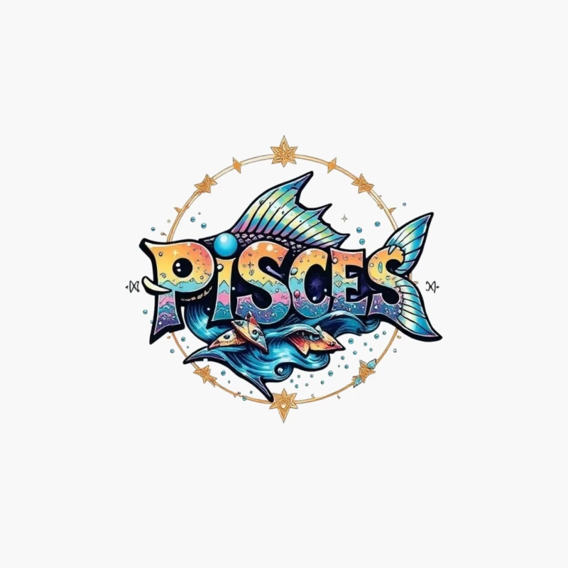 Colorful Pisces Zodiac Illustration Cotton Tote Bag