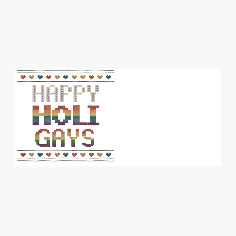 Rainbow Cross-Stitch "Happy Holi Gays" Embroidery with Hearts Coffee Mug