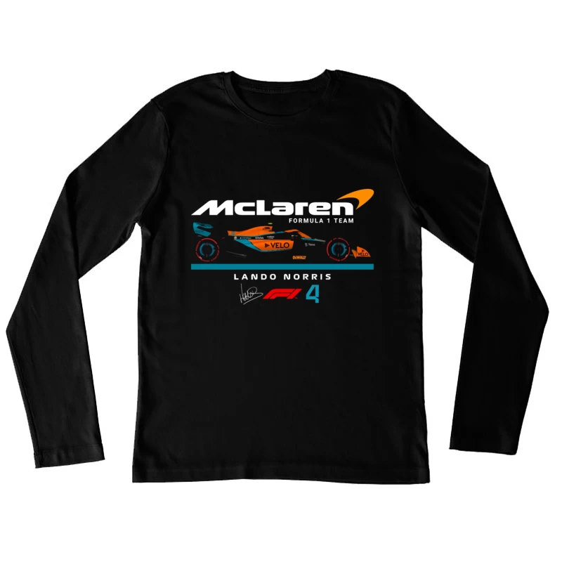 McLaren Formula 1 Racing Car #4 with Gulf-Inspired Livery Female Long Sleeve T-Shirt