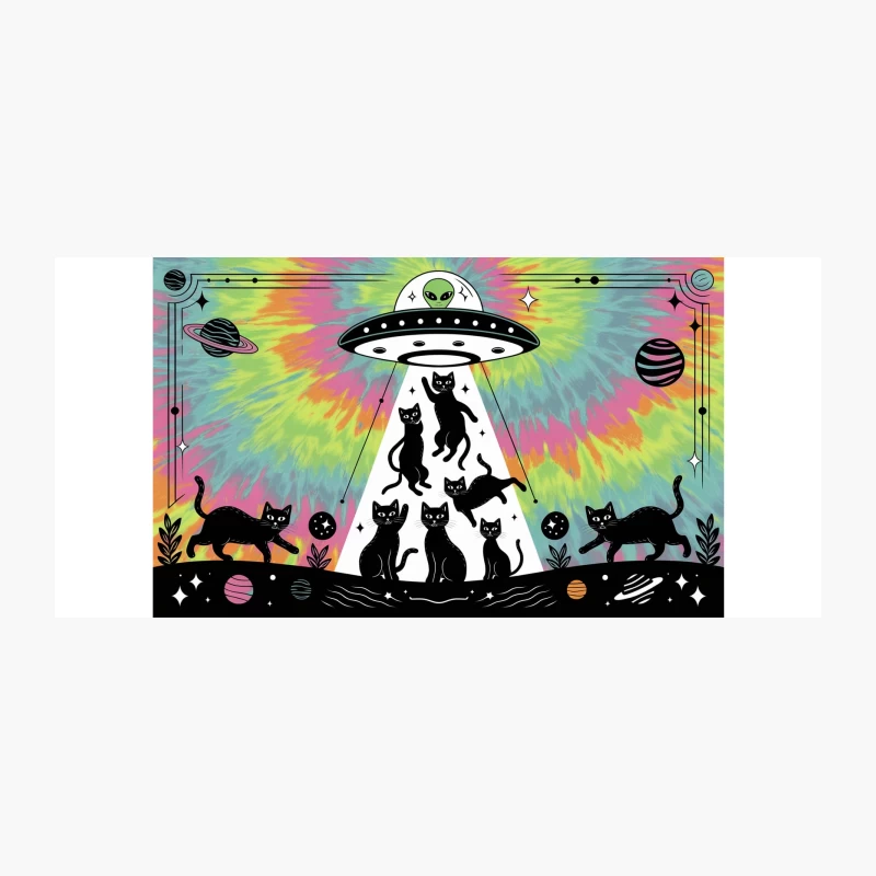 Cosmic Cat Abduction: A Psychedelic UFO Encounter Coffee Mug
