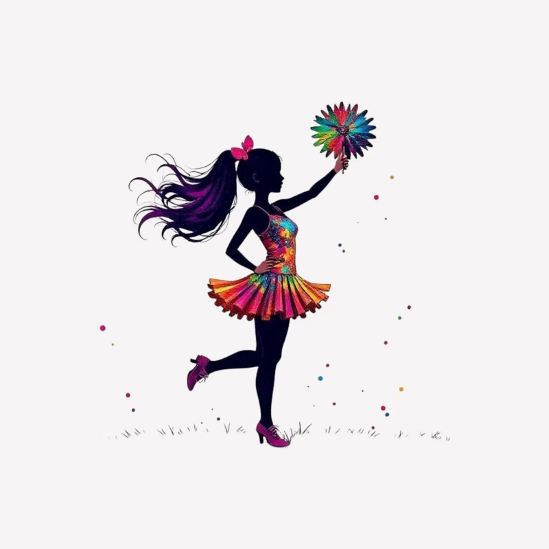 Colorful Cheerleader Silhouette Male T-Shirt