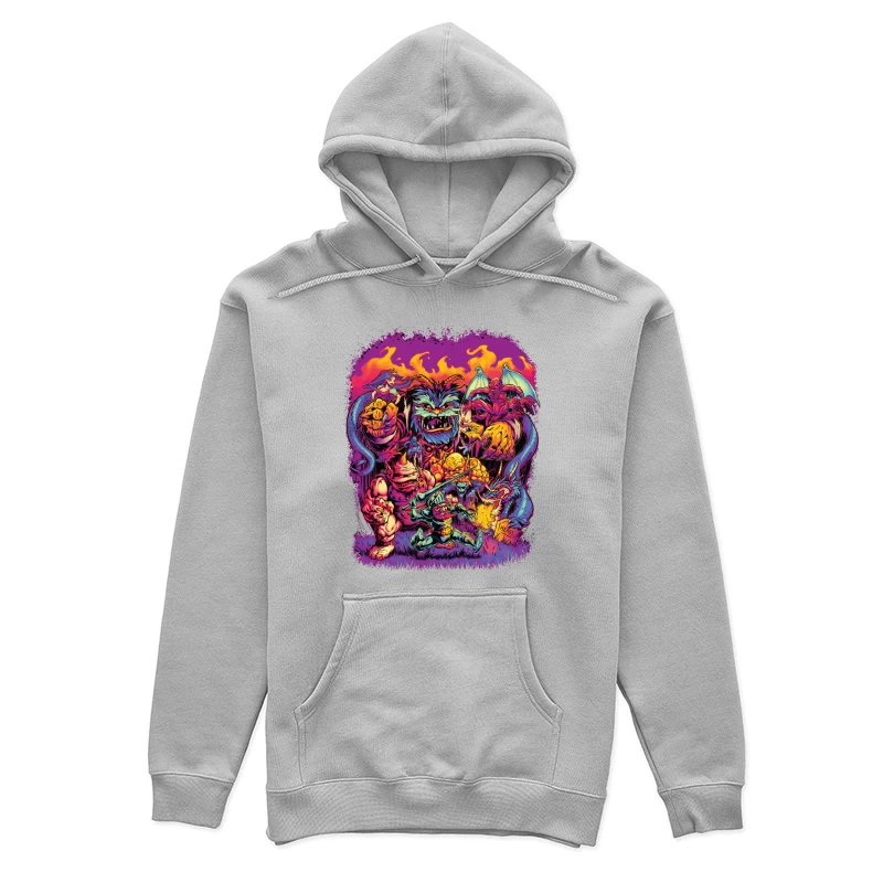 Epic Fantasy Battle with Colorful Monsters Female Pullover Hoodie