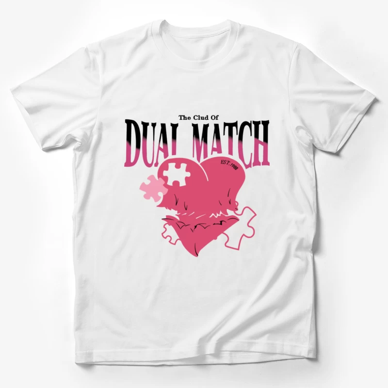 Doppelmatch-Logo mit Herzpuzzlestücken Herren T-Shirt