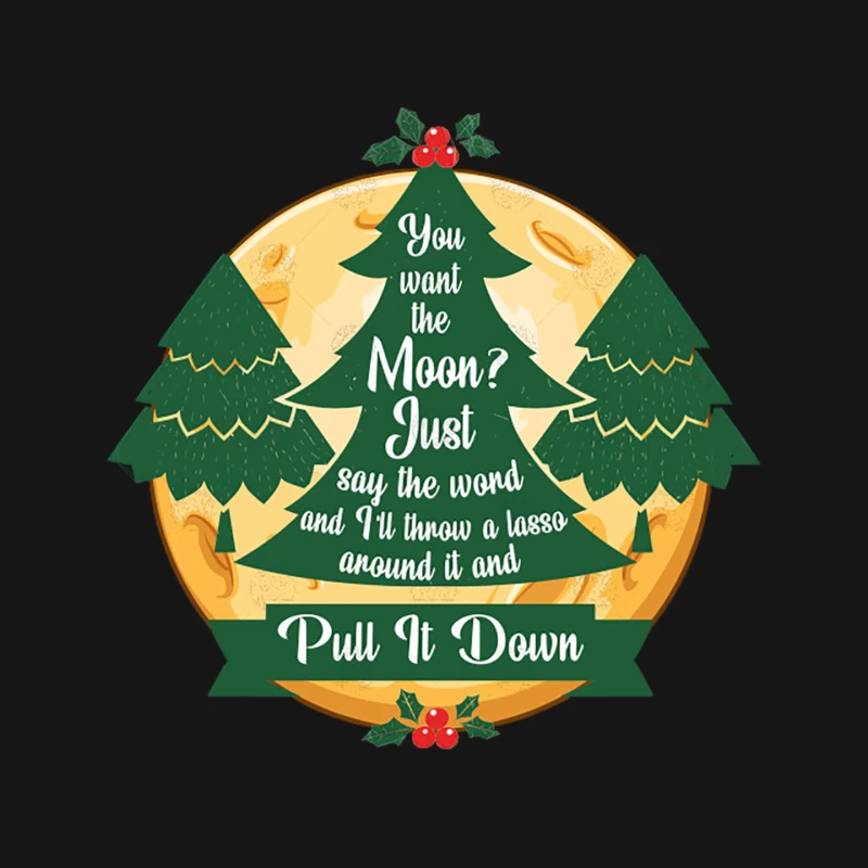 Whimsical Christmas Tree Moon Lasso Quote Mouse Pad