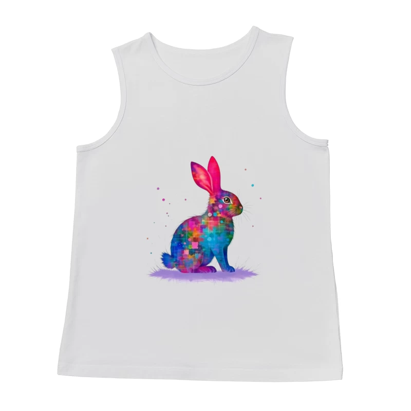 Vibrant Watercolor Geometric Rabbit Art Male Tank Top