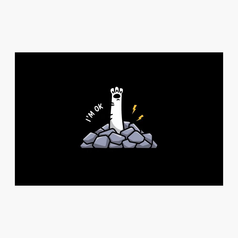 Cute Cartoon Paw Emerging from Rock Pile with Lightning Travel Mug