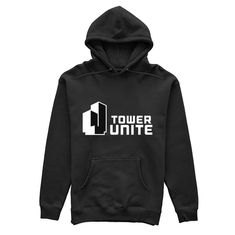 Minimalist Tower Unite Logo Design in Black and White Female Pullover Hoodie