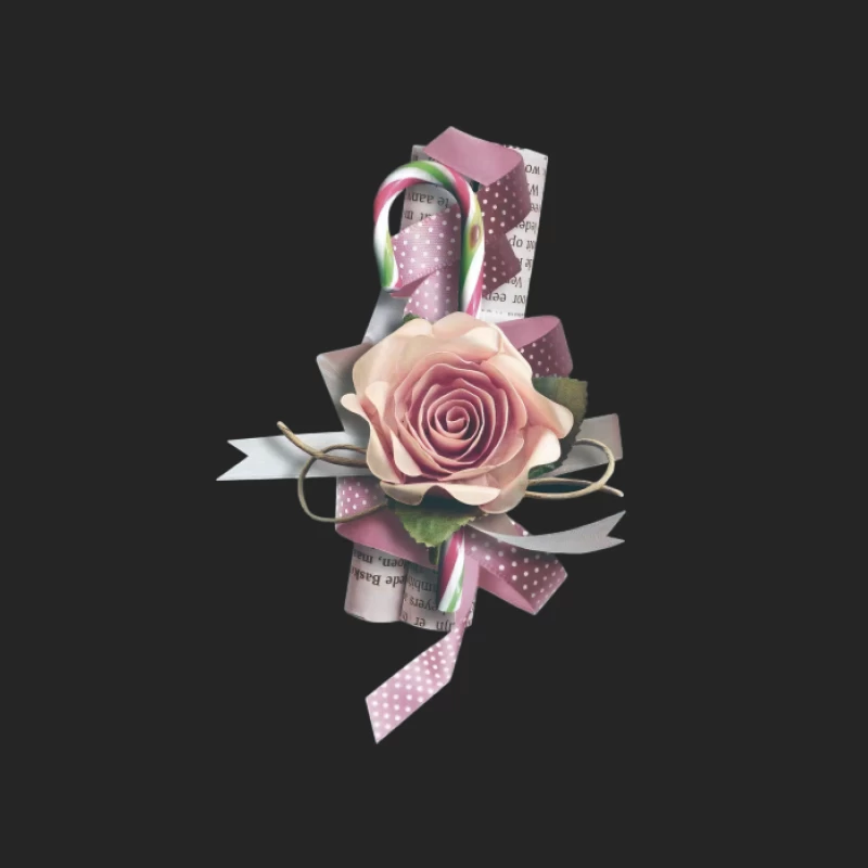Kunstvolle Verzierung mit Rose und Zuckerstange Damen Pullover Sweatshirt