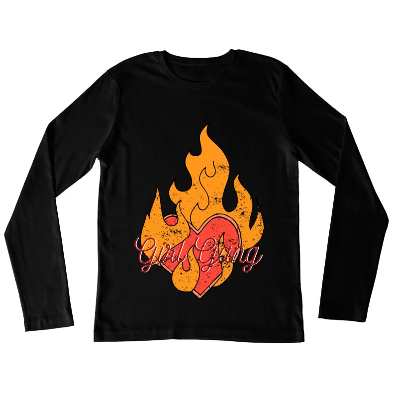 Cœur en flammes du Girl Gang Femme Manches Longues T-Shirt