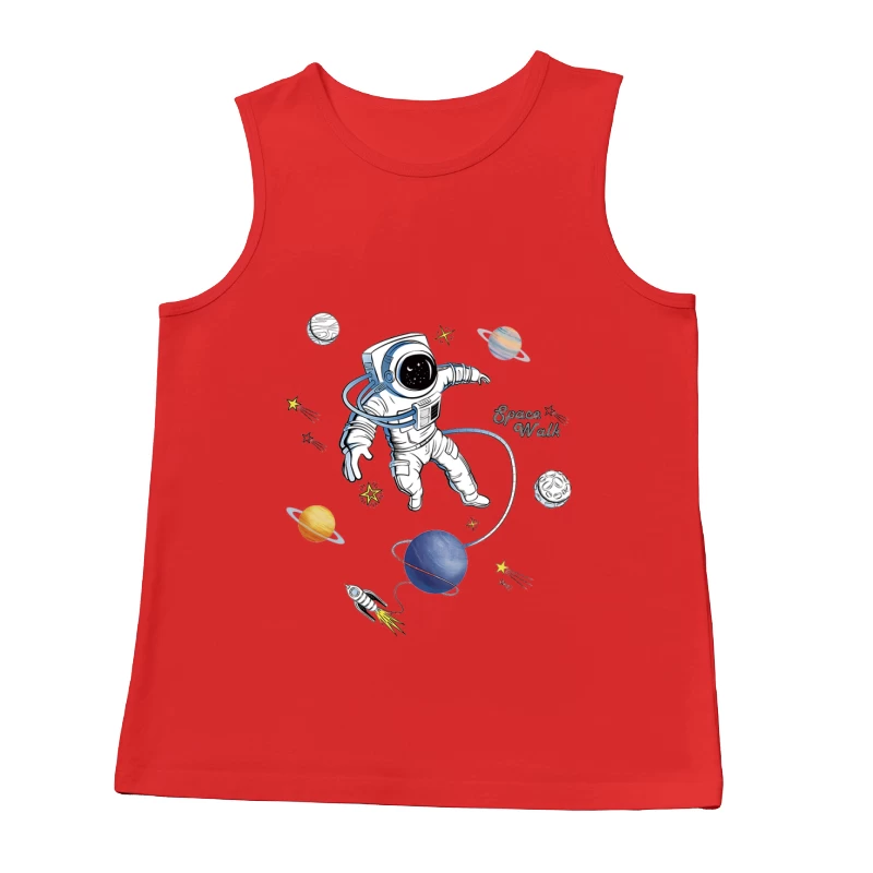 Astronaut im Weltraum mit Planeten und Sternen Herren Tanktops