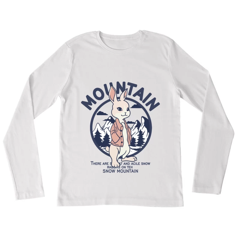 Schneehase auf Berg im Vintage-Stil Damen Langarm T-Shirt
