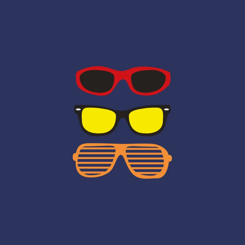 Trois Paires de Lunettes Colorées Femme T-Shirt