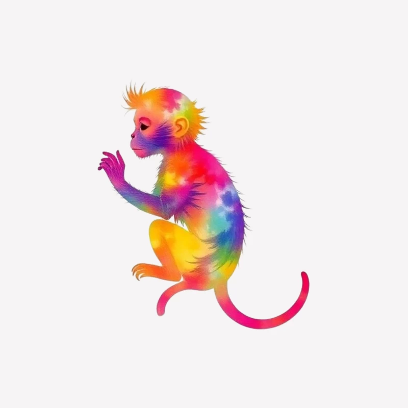 Rainbow Gradient Monkey Art Male T-Shirt