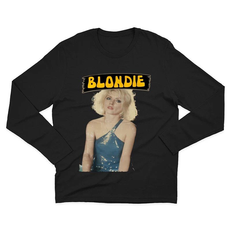 Vintage Blondie Band Promotional Portrait in Blue Dress Male Long Sleeve T-Shirt