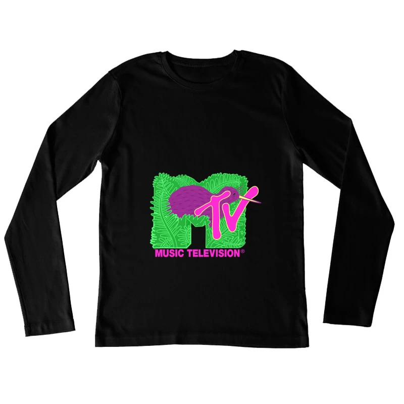 MTV-Logo mit Kiwi und Blättern Damen Langarm T-Shirt