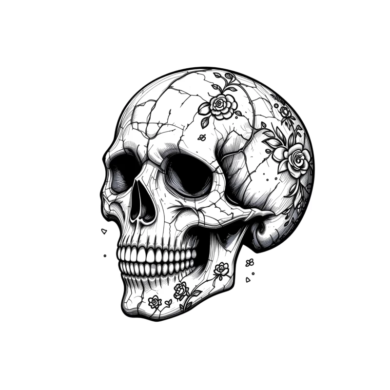 Artistic Skull with Floral Details Tapestry