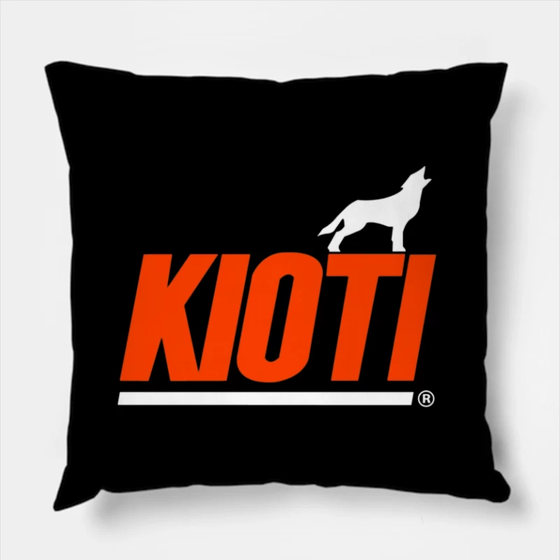 Kioti Farm Equipment Brand Logo with Wolf Silhouette Throw Pillow