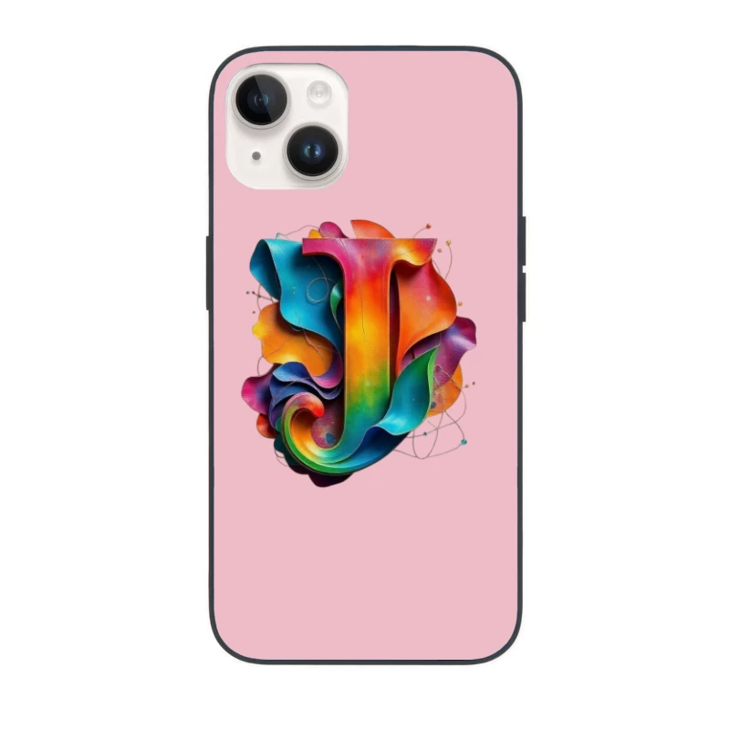 3D Colorful Abstract Typography Letter J Design iPhone Case