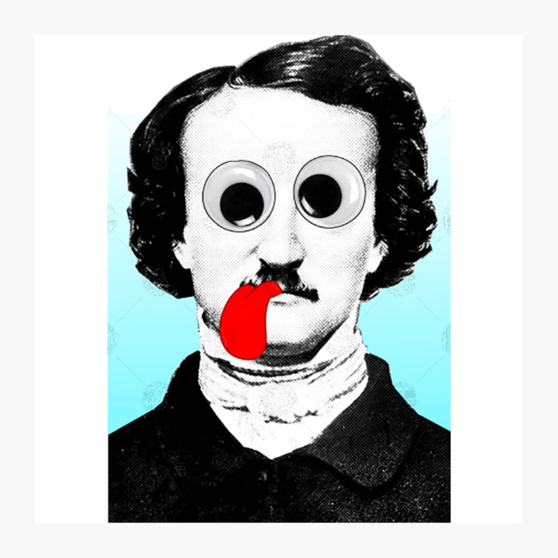 Edgar Allan Poe Graphic Design TongueGoogly Eyes Pin