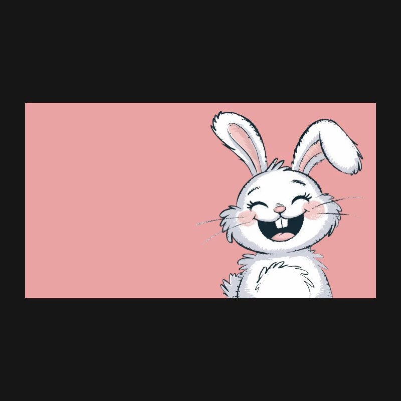 Adorable Smiling Cartoon Bunny: A Cheerful White Rabbit Illustration Desk Mat