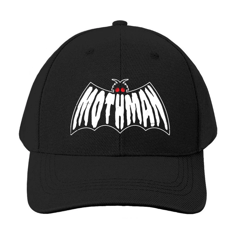 Minimalist White Bat with Red Eyes Baseball Cap