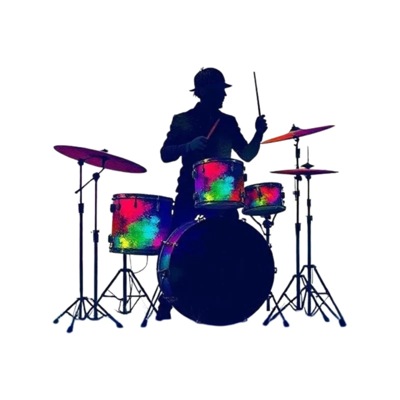 Colorful Silhouette of a Drummer Mouse Pad