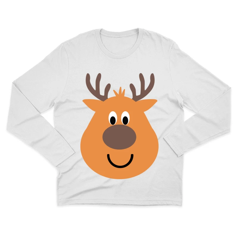 Visage de renne joyeux Homme Manches Longues T-Shirt