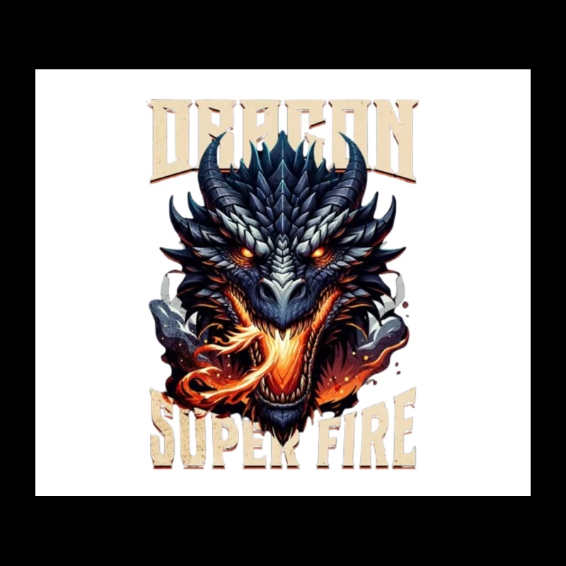 Menacing Dragon Head with Super Fire Flames Tapestry