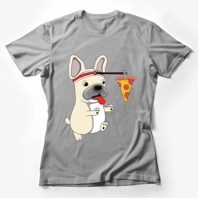 Chien mignon poursuivant une pizza Femme T-Shirt