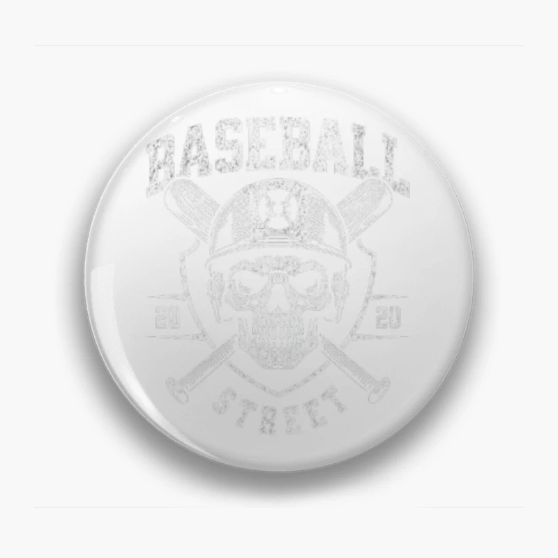 Vintage Baseball Skull with Crossed Bats Monochrome Logo Pin