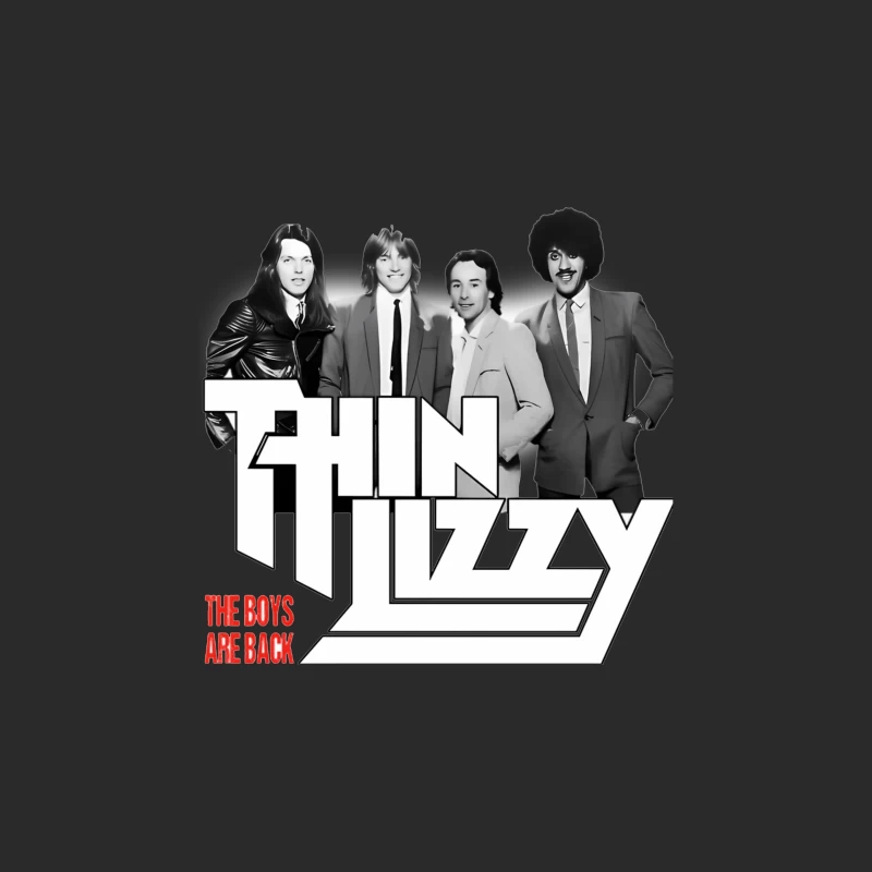 Thin Lizzy "The Boys Are Back" Album Cover - Classic Rock Band Portrait in Black and White Baseball Cap