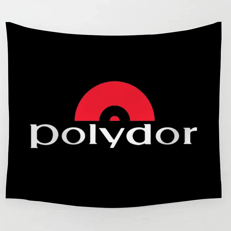 Polydor Records Company Logo with Red Semicircle Design Tapestry