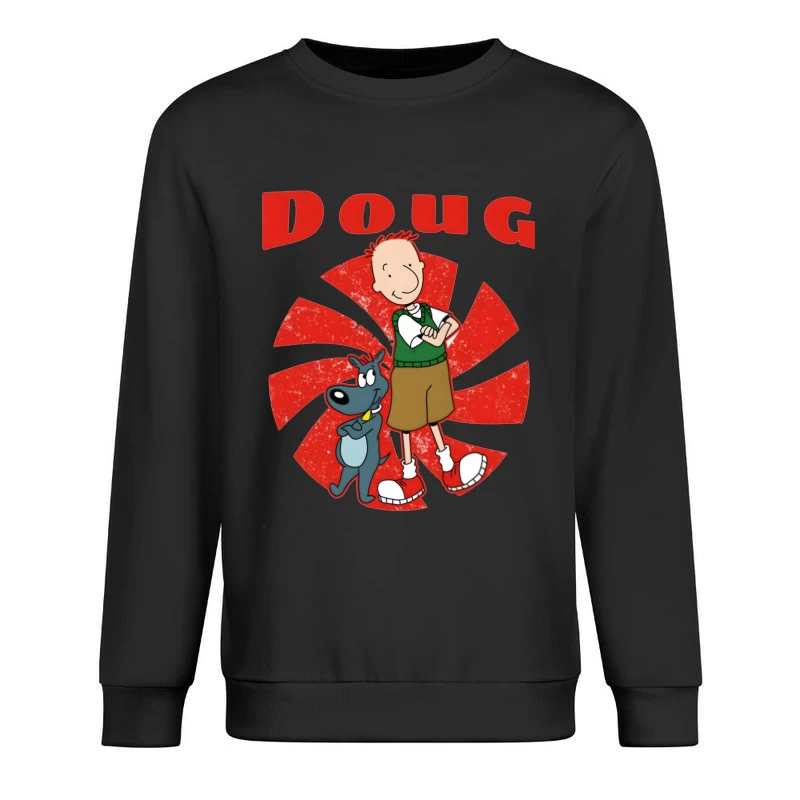 Doug and Porkchop: Classic Nickelodeon Cartoon Characters Male Pullover Sweatshirt