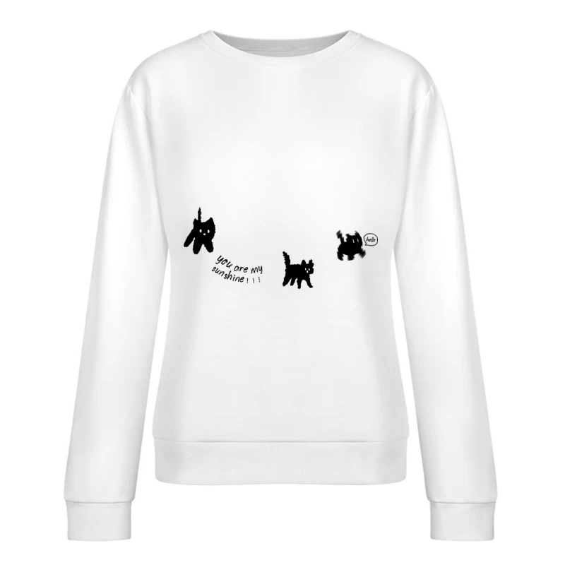 Süße Katzen-Doodle mit Herz Damen Pullover Sweatshirt