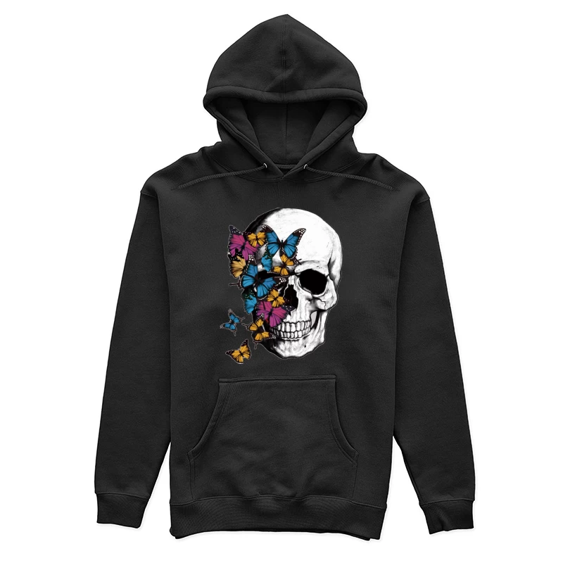 Schädel mit bunten Schmetterlingen Damen Pullover Hoodie