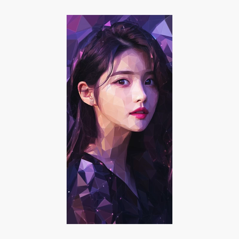 Stylized Digital Portrait of Woman with Geometric Purple Background iPhone Case