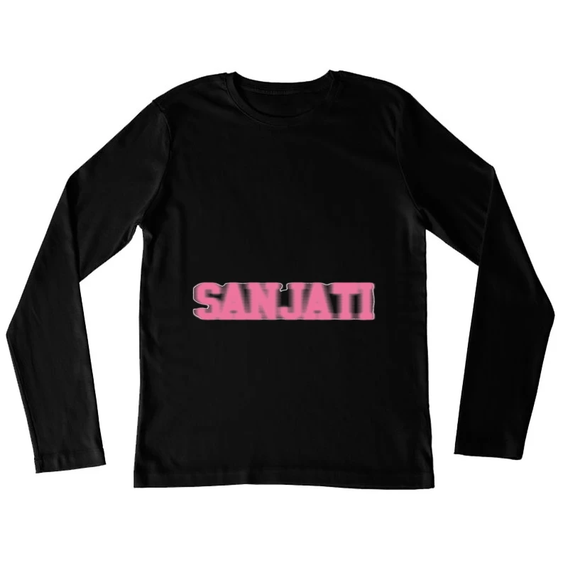 Rosa Graffiti-Text Damen Langarm T-Shirt