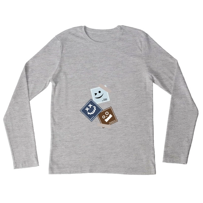 Lustige Smiley-Aufkleber Damen Langarm T-Shirt