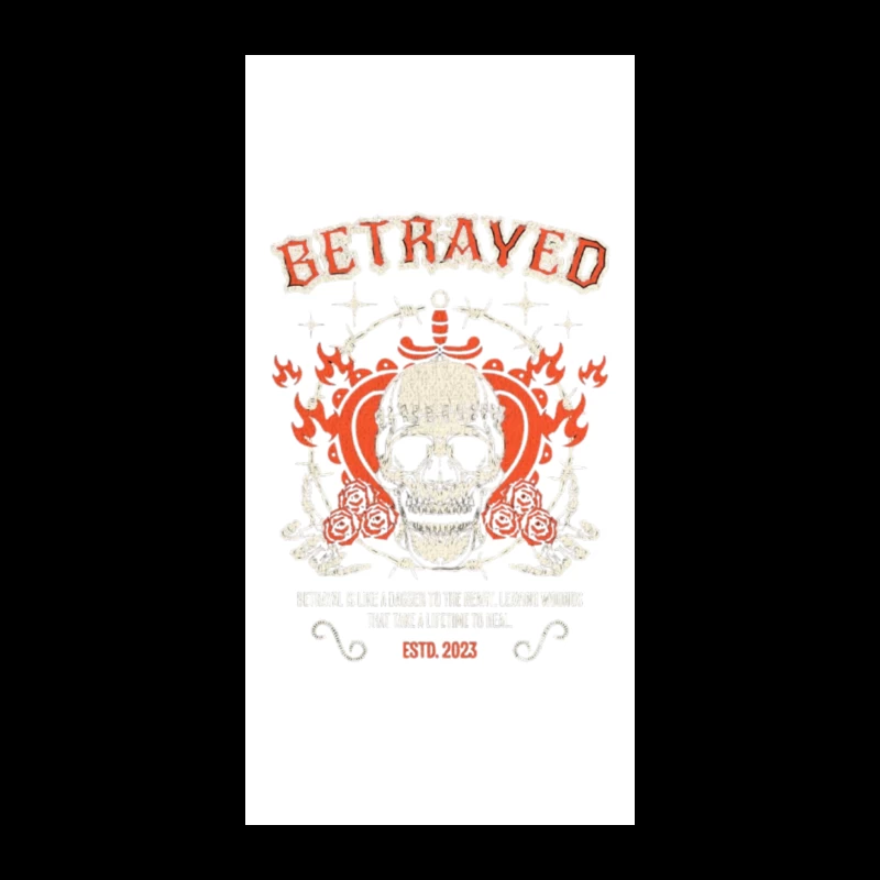 Vintage Gothic Skull with Roses and Betrayed Typography Design iPhone Case