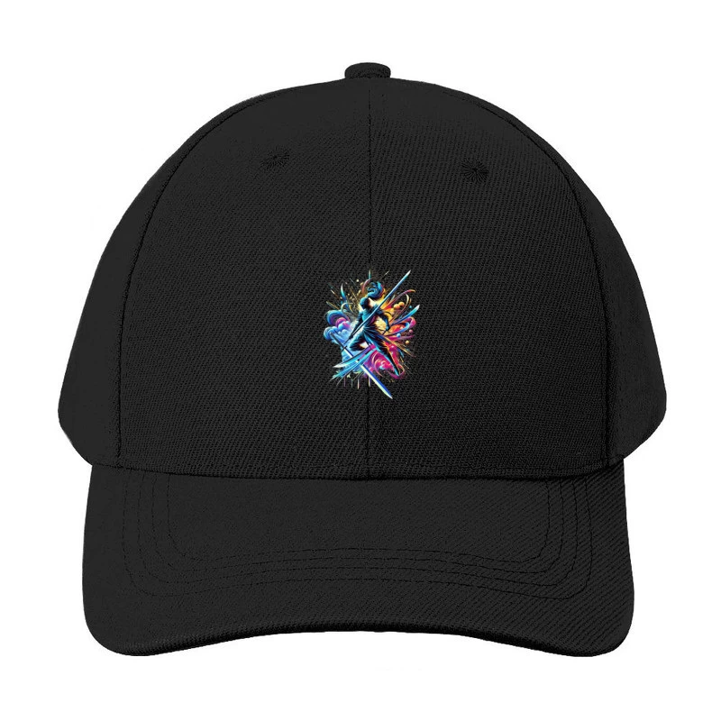 Vibrant Samurai Warrior in Dynamic Motion Baseball Cap