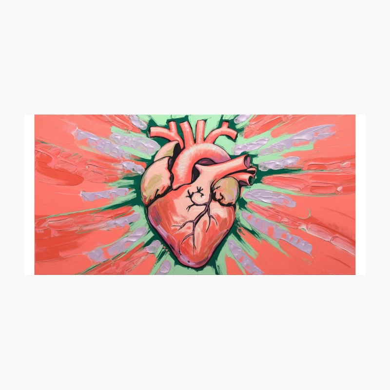 Vibrant Anatomical Heart Illustration: Artistic Medical Painting Coffee Mug