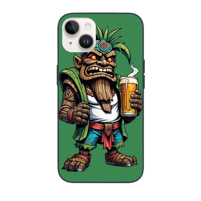 Angry Tribal Character with Beer iPhone Case