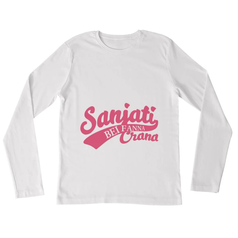 Rosa Retro-Logo-Design Damen Langarm T-Shirt