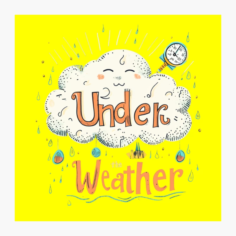 Whimsical "Under the Weather" Cloud Illustration Pin