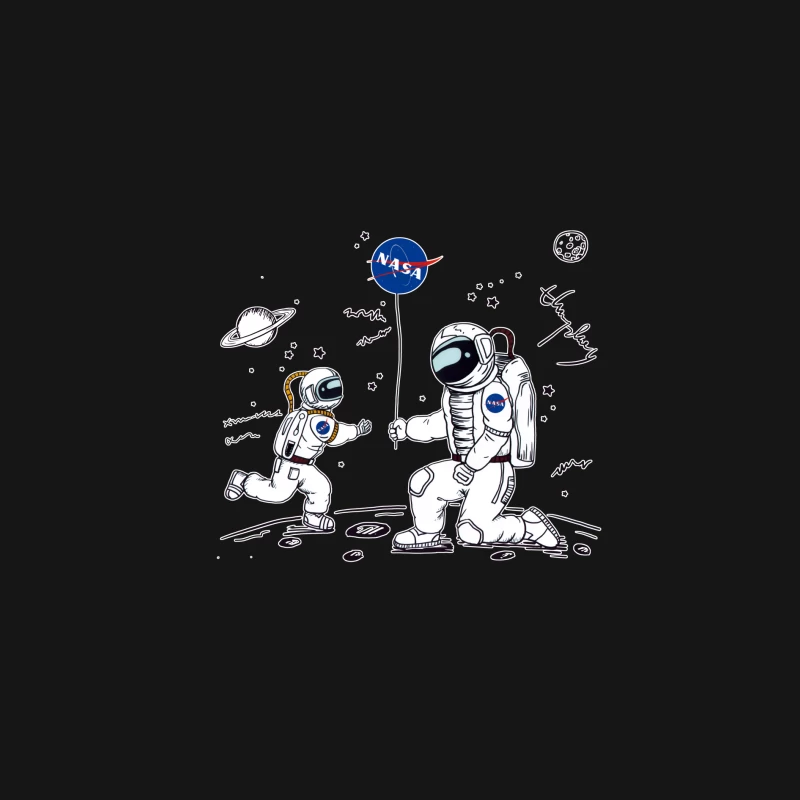 Astronauten mit NASA-Flagge auf dem Mond Damen Langarm T-Shirt