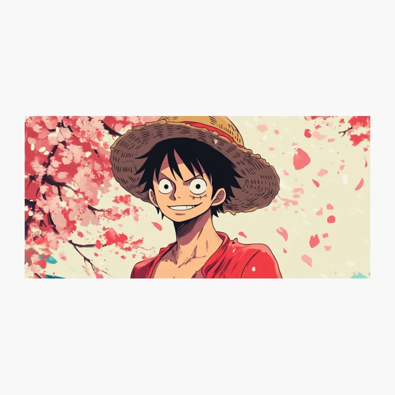 Luffy's Spring Adventure: Cherry Blossoms and Ocean Waves Coffee Mug