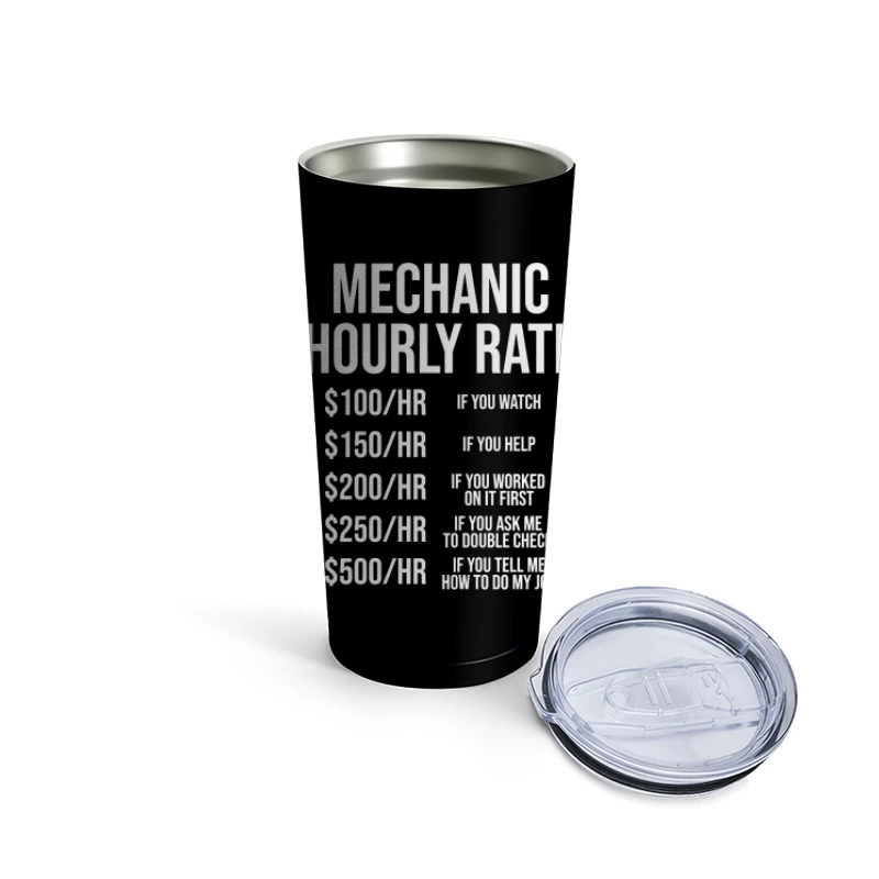 Mechanic's Humorous Progressive Hourly Rate Chart Travel Mug